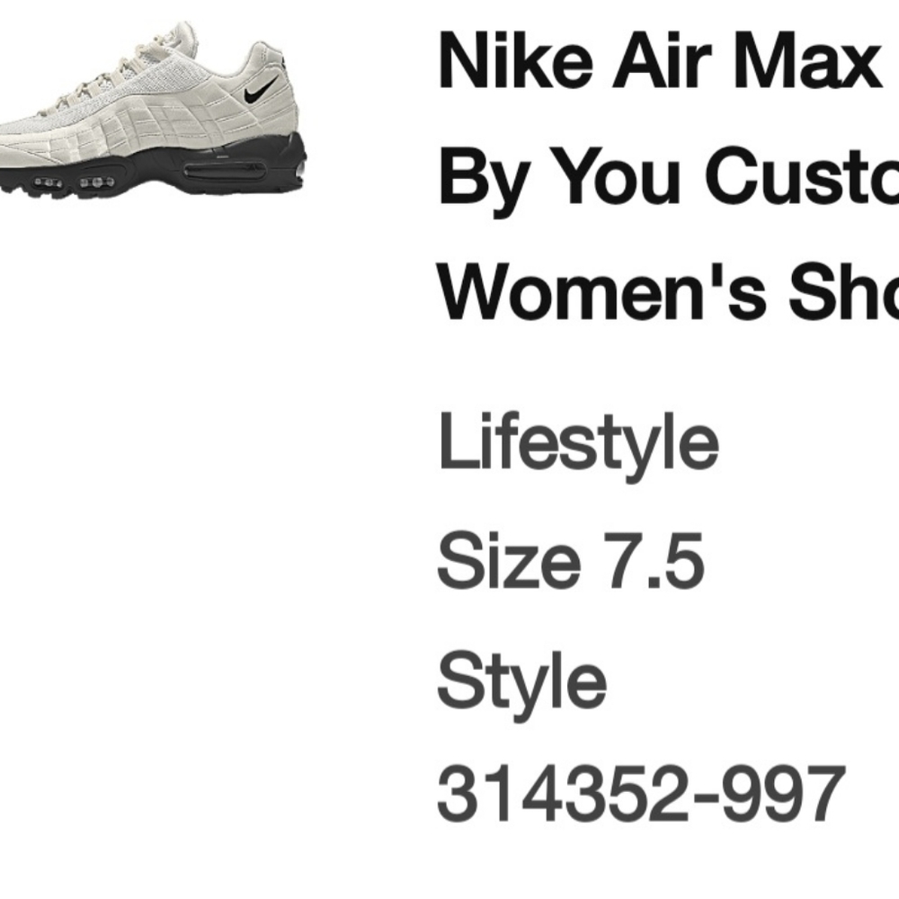 Custom Nike Air Max Size 7.5 Black & White